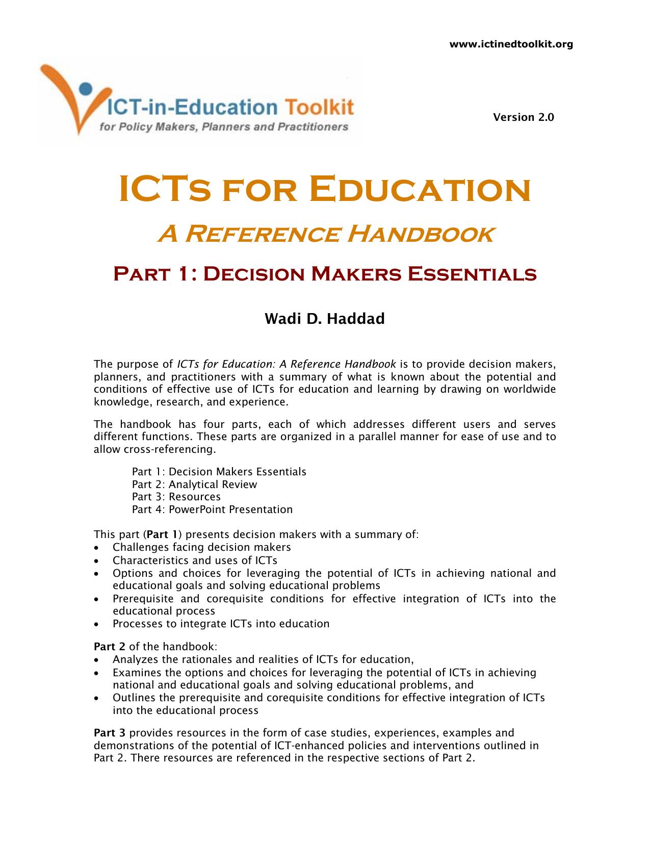ICTs for Education